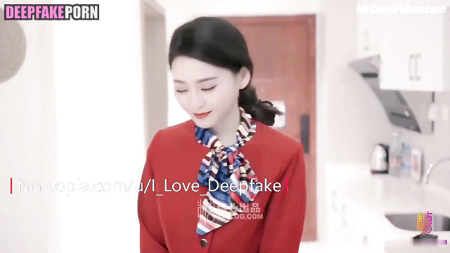 Hot, fake stewardess Fan Bingbing made blowjob before flight / 范冰冰 深度伪造