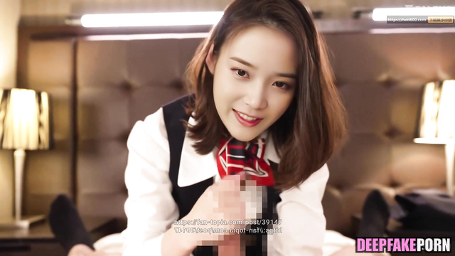 Fake stewardess IU fuck before business trip - 아이유 얼굴 교환