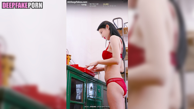 Sweet babe IU in red hot underwear sex scene - 아이유 딥 페이크 비디오