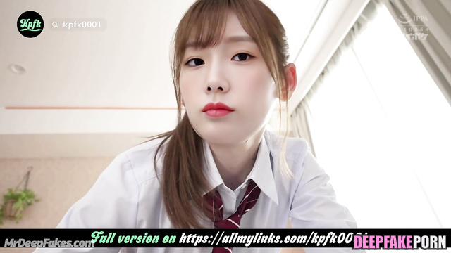 Cool schoolgirl Taeyeon kissed a classmate, ai - 少女時代 ディープフェイクポルノ