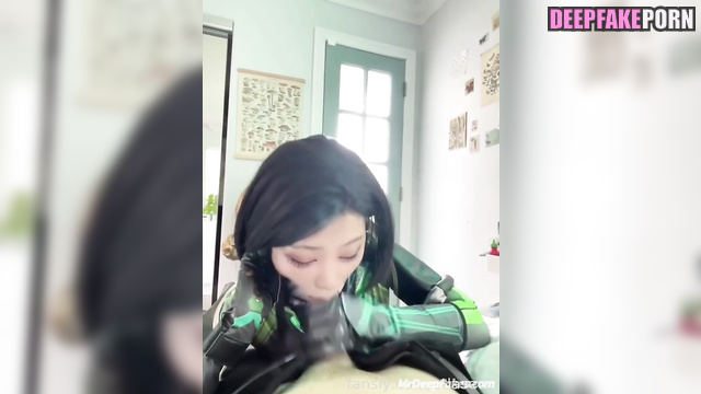 Snowbabyyx sucking cock in too hot fetish suit, fakeapp