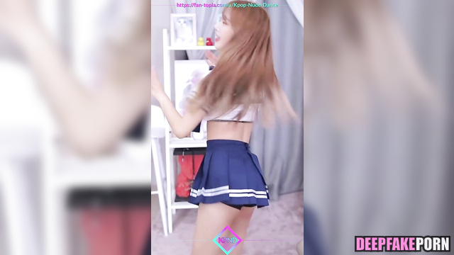 Sexy Sana dancing in schoolgirl suit, real fake (トゥワイス セックスシーン) [PREMIUM]