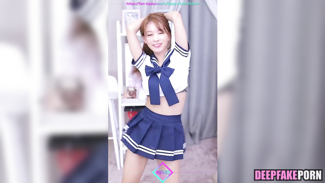 Sexy Sana dancing in schoolgirl suit, real fake (トゥワイス セックスシーン) [PREMIUM]