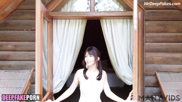 Japanese girl in charming lingerie in a country house