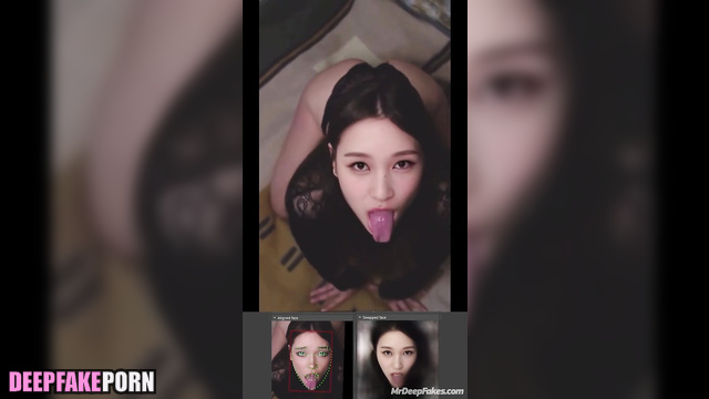 Adult Mina shows her sexy tongue on camera (トゥワイス 本物の偽物)