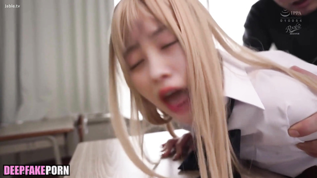 Doggystyle sex with new teacher / Kanna Hashimoto 橋本 環奈 本物の偽物 school porn