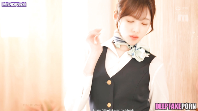 Hot leggy babe Nayeon (トゥワイス 本物の偽物) having cool sex after flight - A.I.