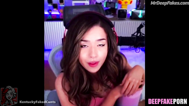 Hot girl Pokimane showing to you how her pussy jumping on your cock, A.I.