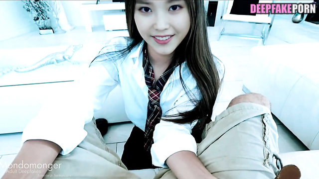 Dirty schoolgirl IU (아이유 진짜 가짜) agreed to masturbation on camera, A.I. [PREMIUM]