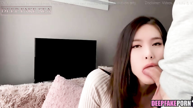 トゥワイス セックステープ Nayeon making cool blowjob in small white socks - face swap