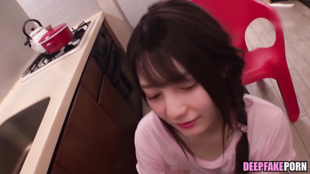Skinny brunette Nao Kosaka (小坂 菜緒 日向坂46) wants your cock on her lips - ai