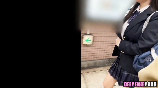 Schoolgirl Mio Imada (今田 美桜 本物の偽物) got sex experience after fainting, ai