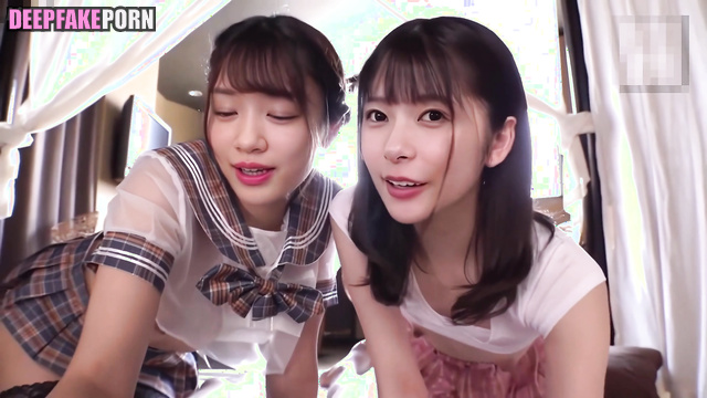 Mei Nagano 永野 芽郁 thinks she can suck better than 芳根 京子 Kyōko Yoshine 人工知能 a.i.