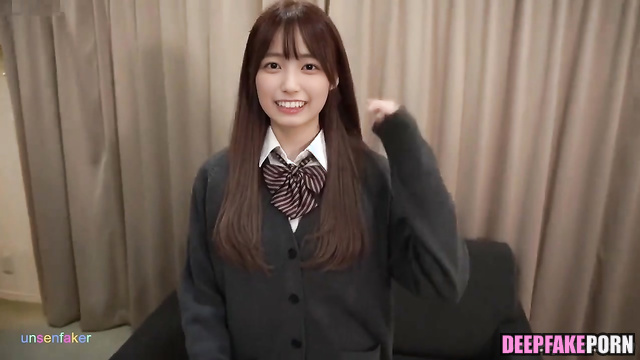 五百城茉央 乃木坂46 fake Ioki Mao dressed lke a schoolgirl, look