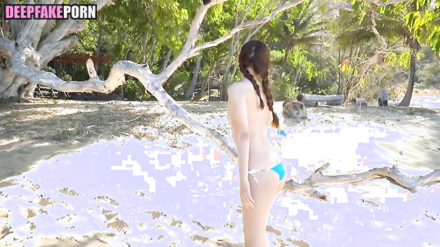 Solo ai scene with sexy star in bikini, Aiko Kaito (皆藤愛子 ディープフェイク)