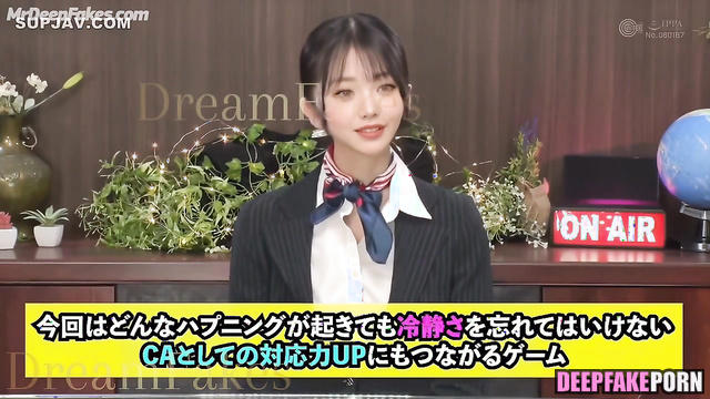 News anchor 本物の偽物 Wonyoung cums from my hands while she is on airアイヴ IVE real fake