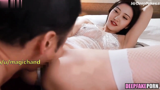 Tender Jing Tian wears sexy lace bodysuit and fucks - AI Chinese porn (景甜 情趣内衣 人工智能 色情)